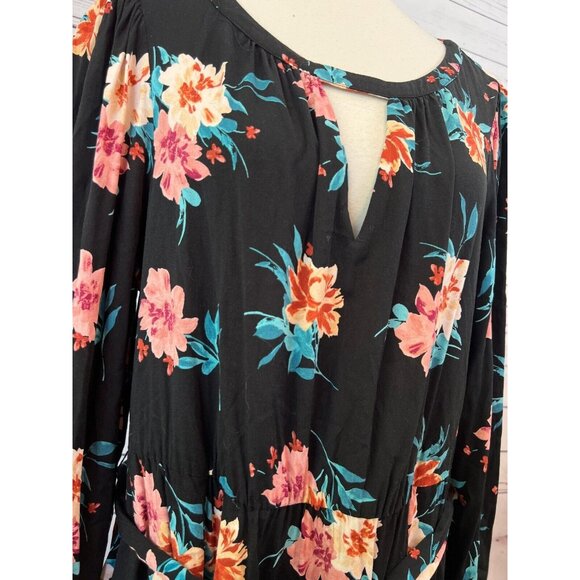 Torrid Mini Challis Floral Print Plus Size 1X  High Low Shirt Dress Tie Waist - Picture 4 of 13